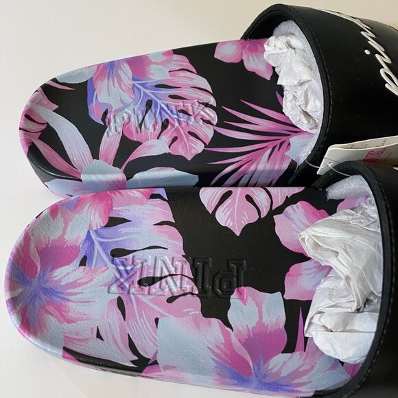 VS Pink M 7-8 Floral Print Logo Slides - Picture 5 of 10